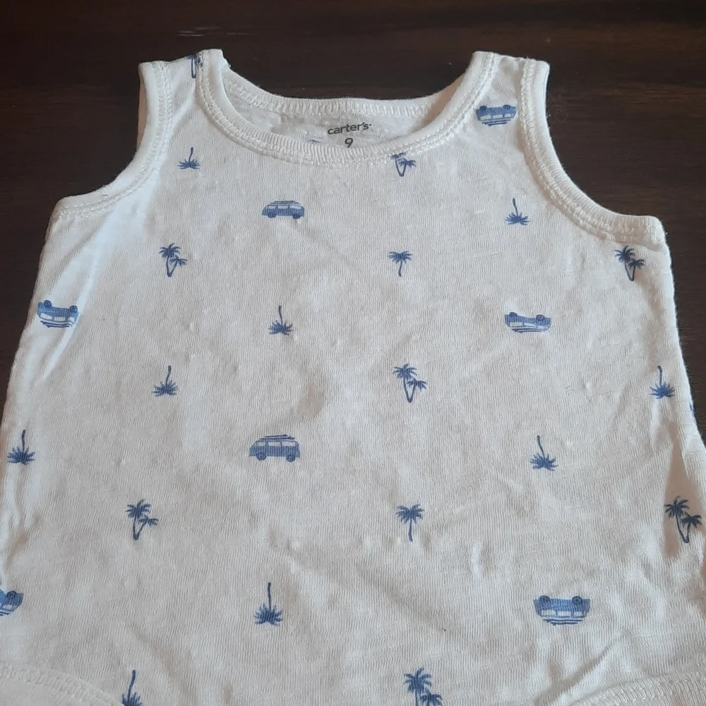 Carter's tank top onesie set palm trees like new 9 months